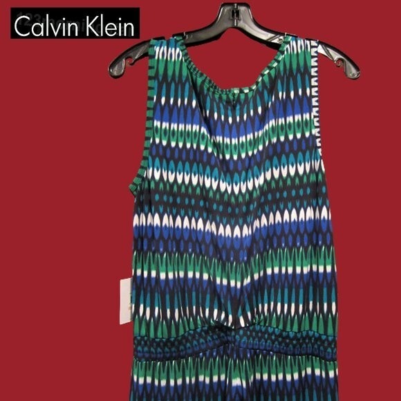Calvin Klein NEW Bohemian Atlantis Geometric Tie Dye Drawstring Jumpsuit 14 - Picture 8 of 11